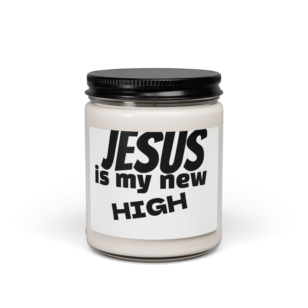 Soy Candle - "Jesus Is My New High" Scented 9oz (Christian Inspirational Gift)