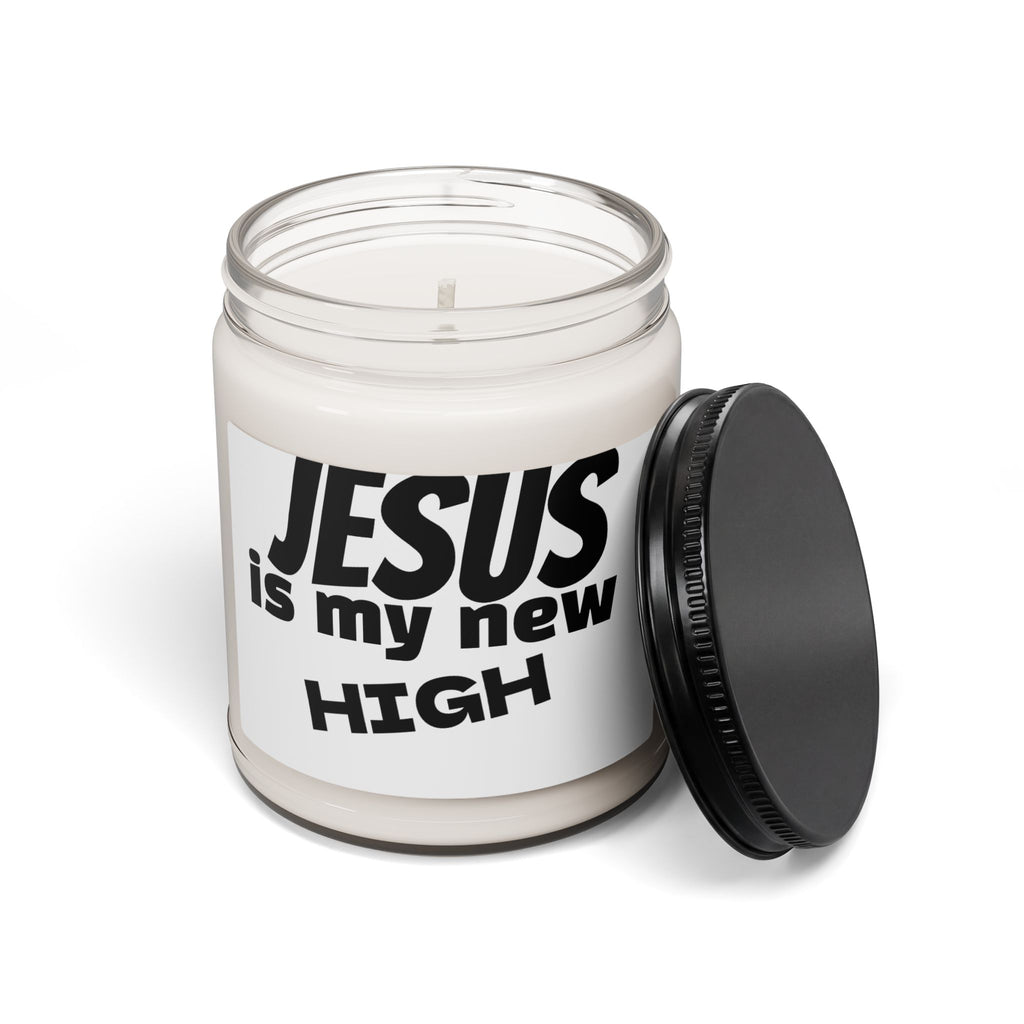 Soy Candle - "Jesus Is My New High" Scented 9oz (Christian Inspirational Gift)