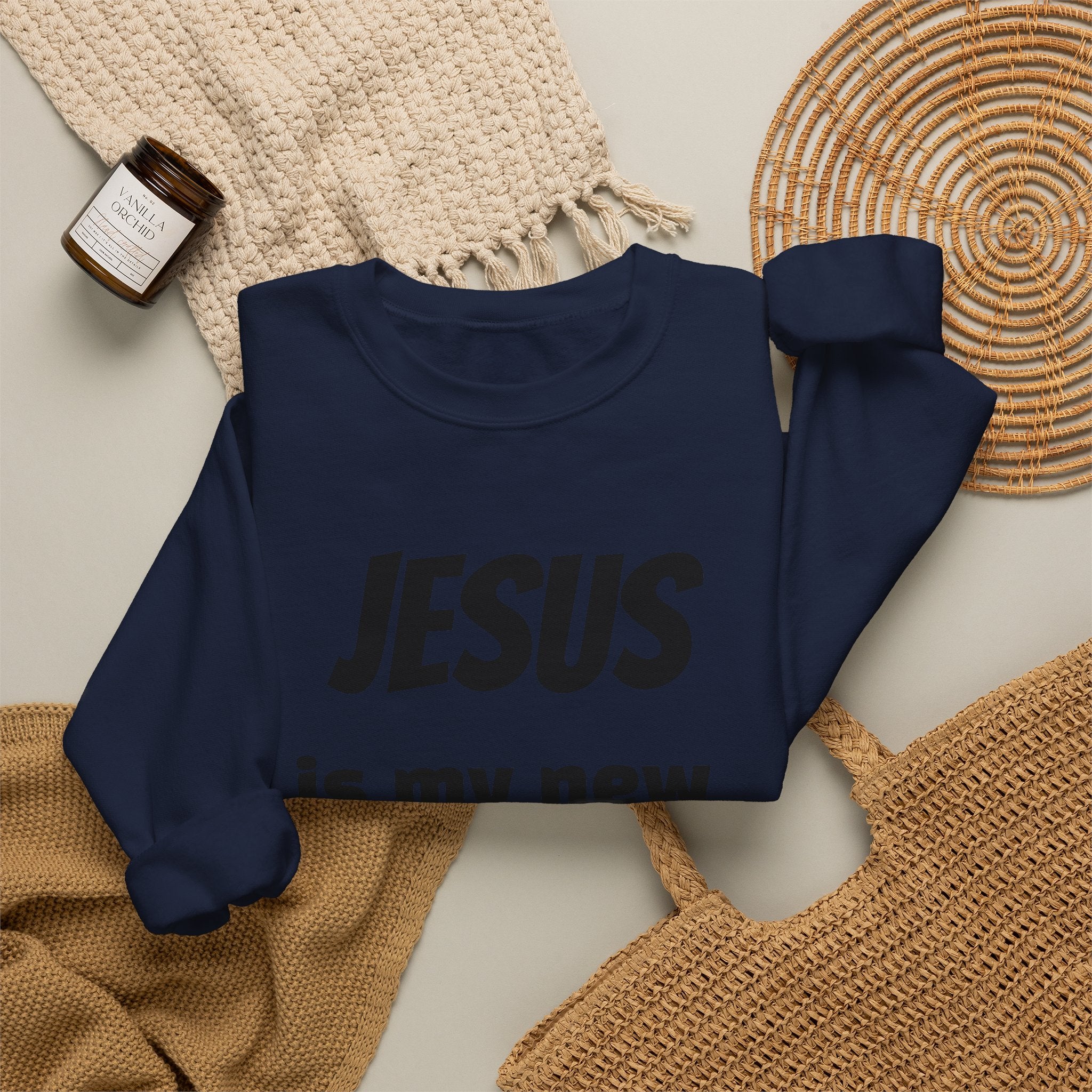 Jesus Is My New High Crewneck Sweatshirt | Christian Recovery Apparel