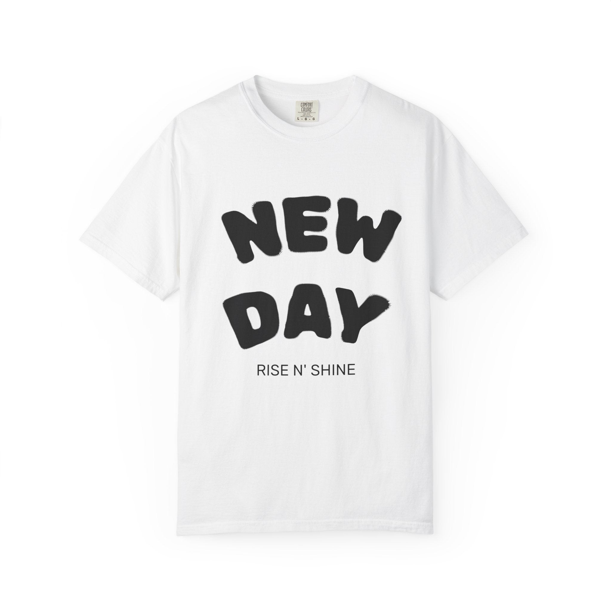 Garment-dyed unisex t-shirt with "New Day" design — premium sobriety apparel by Sober Gear