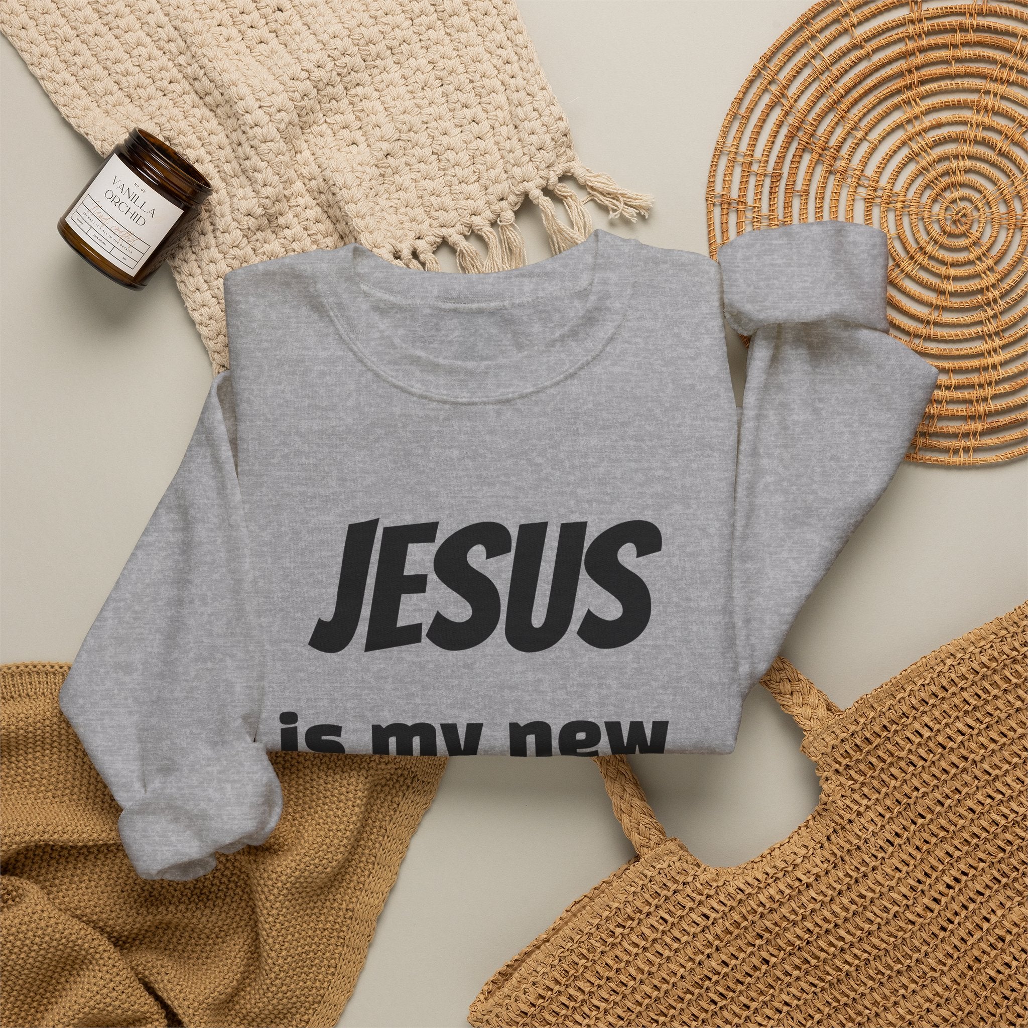 Jesus Is My New High Crewneck Sweatshirt | Christian Recovery Apparel